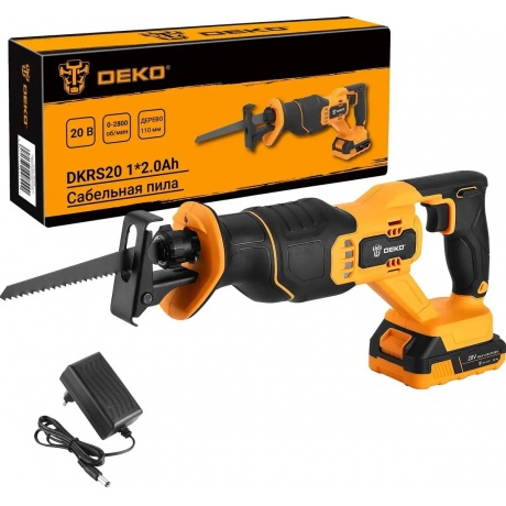 Сабельная пила аккумуляторная DEKO DKRS20 20В 1*2.0Ач - фото 1