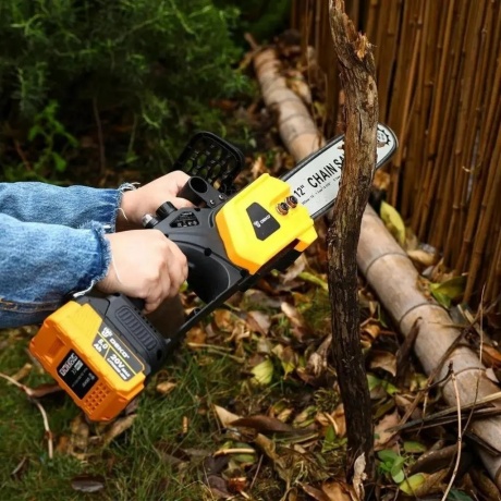 Пила цепная аккумуляторная бесщеточная в кейсе DEKO DKCHS 20, 12", 20В, 2x5.0Ач, з/у - фото 5