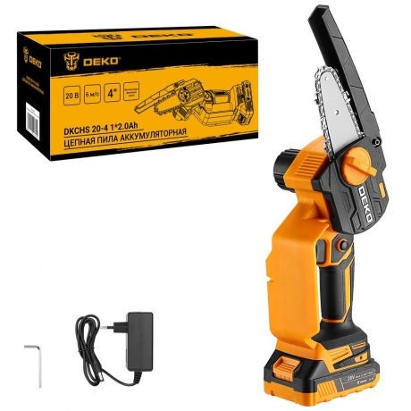 

Пила цепная аккумуляторная DEKO DKCHS 20-4, 20В, 1x2.0Ач 063-4480
