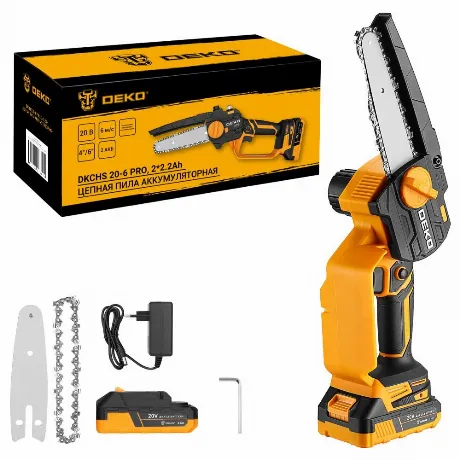 Пила цепная аккумуляторная DEKO DKCHS 20-6 PRO, 4" и 6", 20В, 2x...