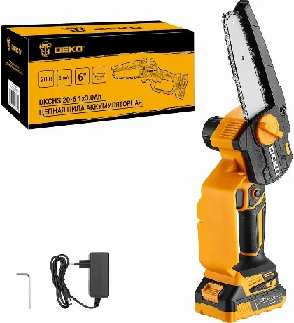 Пила цепная Deko DKCHS 20-6 аккум. дл.шины:6" (15.2cm) 1аккум. 3...