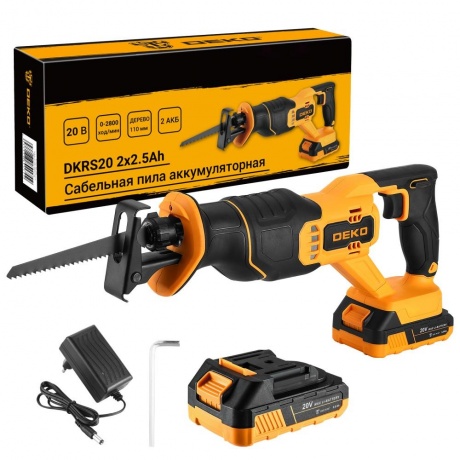 Сабельная пила аккумуляторная DEKO DKRS20, 20В, 2х2.5Ач