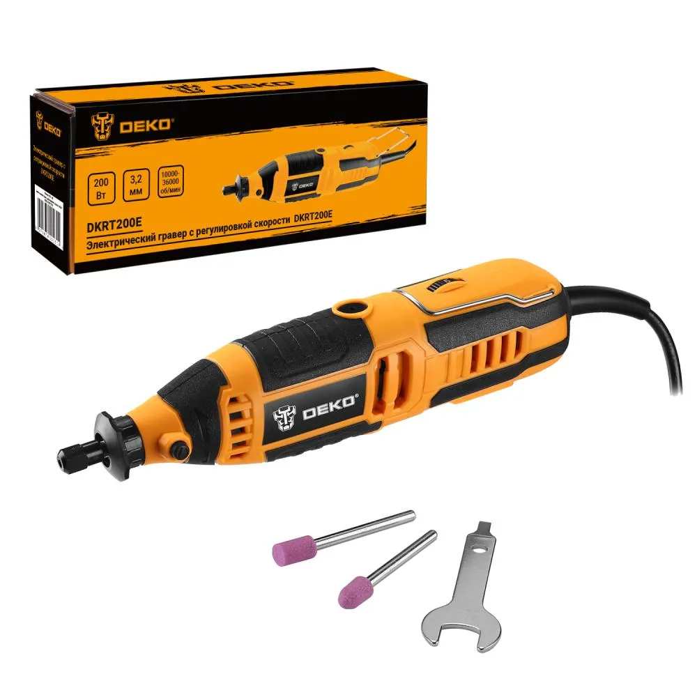 Электрический гравер с регулировкой скорости 200Вт DEKO DKRT200E - фото 1