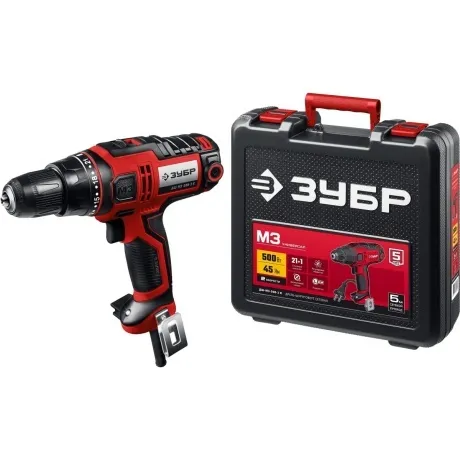 Дрель-шуруповерт сетевая ЗУБР 500 Вт, 45 Н·м, кейс, (ДШ-М3-500-2...