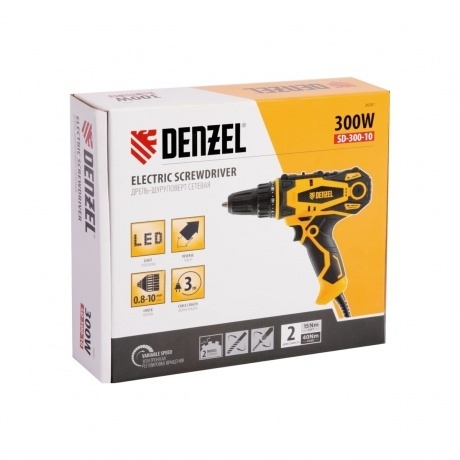 Дрель-шуруповерт сетевая SD-300-10 Denzel - фото 10