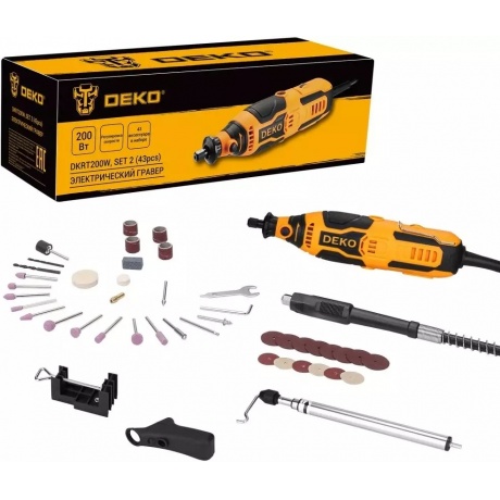 Гравер электрический DEKO DKRT200W SET2 с набором оснастки 43шт 200Вт 2160₽