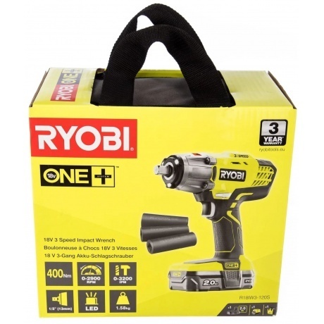 Гайковерт аккумуляторный Ryobi One+ R18IW3-120S 5133003574 - фото 4