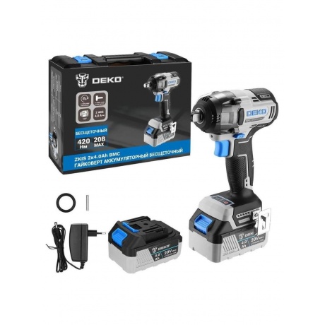Гайковерт аккумуляторный бесщеточный DEKO ZKIS 20В 240Ач 420 Нм в кейсе 8100₽