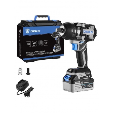 Гайковерт аккумуляторный бесщеточный DEKO ZKIS20 PRO MAX 20В 150Ач 950 Нм в кейсе 13500₽