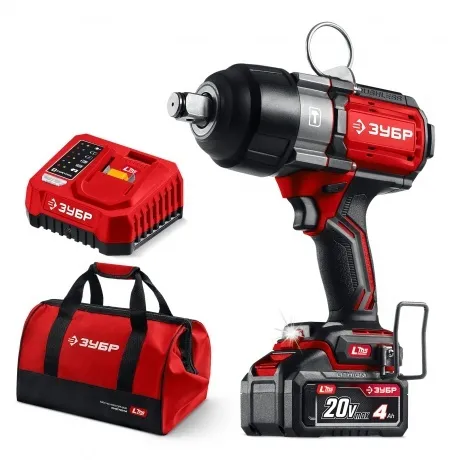 Гайковерт ударный ЗУБР 20 В, 1000 Н·м, 1 АКБ LMS (4 А·ч), бесщет...