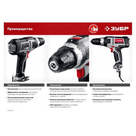 Дрель-шуруповерт сетевая Зубр ДШ-М1-400-2 - фото 14