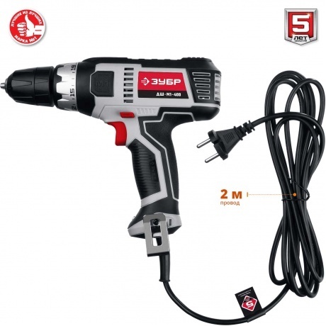 Дрель-шуруповерт сетевая Зубр ДШ-М1-400 - фото 4