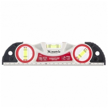 

Уровень алюминиевый литой, фрезерованный, 3 глазка, две ударные площадки, 235 мм Matrix