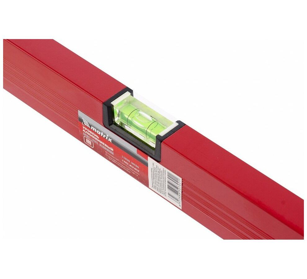 Уровень алюминиевый, 1200 мм, 3 глазка, красный, линейка// Matrix - фото 3