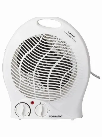 Тепловентилятор SONNEN F-200, 1000/2000 Вт, 2 режима работы, бел...