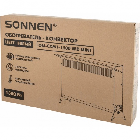 Обогреватель-конвектор Sonnen MINI-1500.2, 1500 Вт, вешалка, Х-образный нагревательный элемент, белы - фото 9