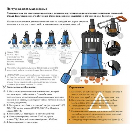 Насос дренажный Джилекс 110/8 - фото 8