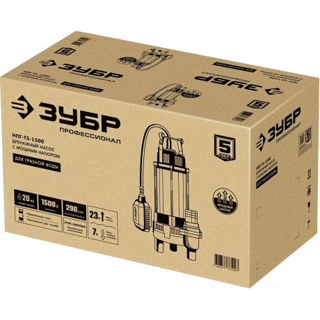 Насос погружной дренажный ЗУБР Профессионал НПГ-Т5-1500 - фото 5