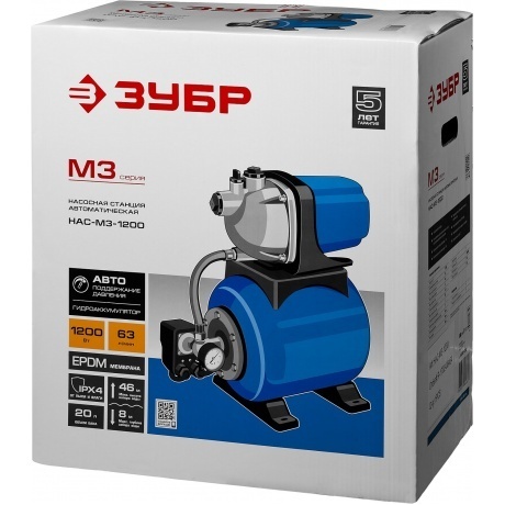 Станция насосная Зубр НАС-М3-1200 1200Вт - фото 10