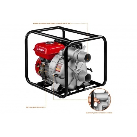 Мотопомпа бензиновая Зубр МПГ-1000-80 - фото 3