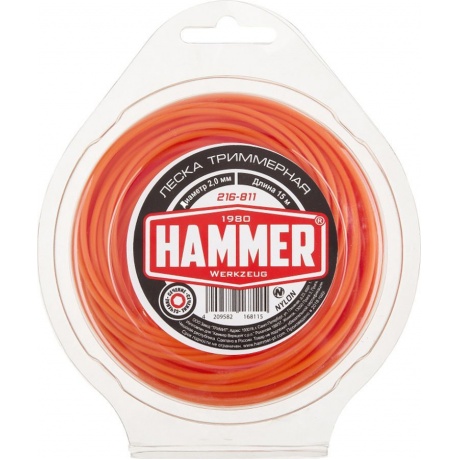 Леска триммерная Hammer 216-811 2.0мм 15м шестигранник в блистере - фото 1