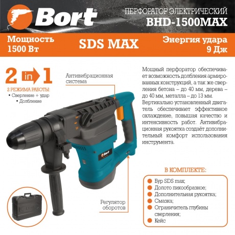 Перфоратор электрический Bort BHD-1500-MAX - фото 12