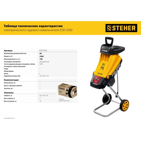 Измельчитель садовый электрический STEHER 2500 Вт, ический (ESR-2500) - фото 9