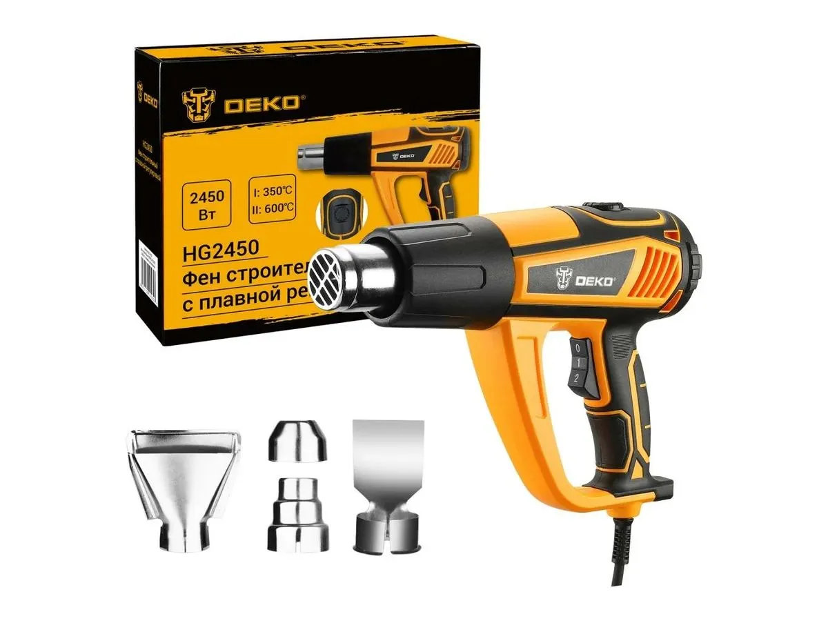Фен строительный DEKO HG2450, 2450 Вт, с плавной регулировкой - фото 1