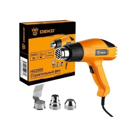 Строительный фен Deko HG2000, 2000Вт, 2 скорости, защита от пере...