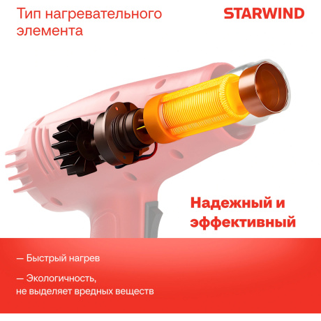 Технический фен Starwind HG2000RLS5 2000Вт темп.60-600С - фото 7