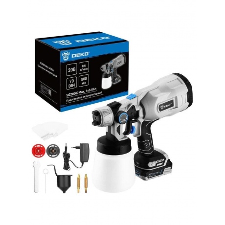 Краскопульт аккумуляторный DEKO SG20DK Max 20В 800 мл 1x30Ач 4820₽