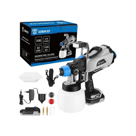 Краскопульт аккумуляторный DEKO SG20DK PRO 20В 1200 мл 2x30Ач 6550₽