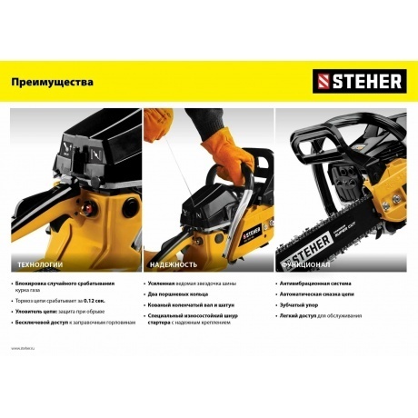 Бензопила STEHER 58 см3, 45 см, (BS-58-45) - фото 19