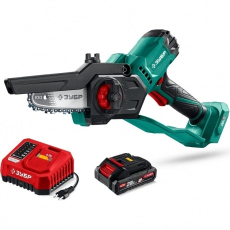 Мини-пила цепная аккумуляторная ЗУБР 20 В, 100 мм шина, 1 АКБ LM...