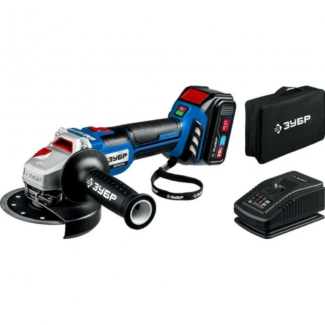Угловая шлифовальная машина ЗУБР Т7, 20 В, 125 мм, 1 АКБ (4 А·ч)...