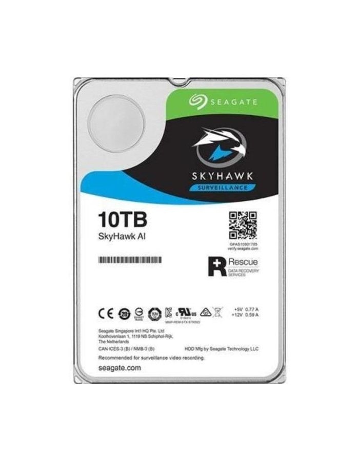 Жесткий диск Seagate HDD 10TB SkyHawk (ST10000VE0008) жесткий диск hdd seagate sata 10tb st10000ve001