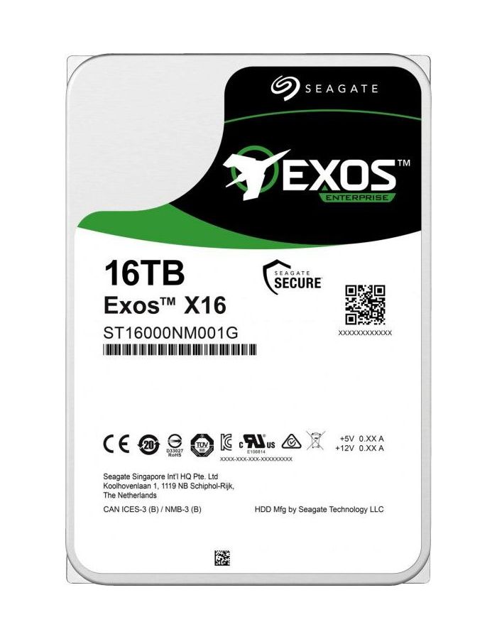 Жесткий диск Seagate Exos SATA 16Tb (ST16000NM001G) жесткий диск seagate sata iii 16tb st16000nm001g server exos x16 512e 7200rpm 256mb 3 5 1029336