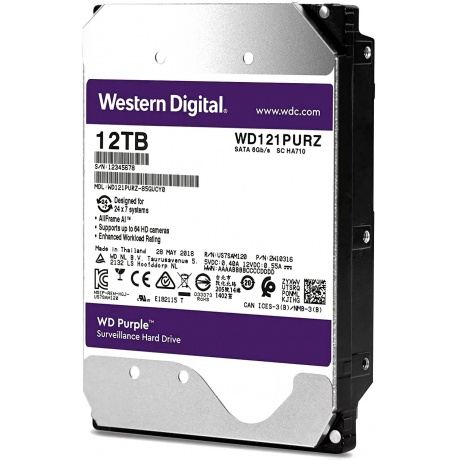 Жесткий диск HDD Western Digital SATA-III 12Tb (WD121PURP) - фото 2