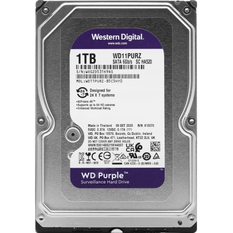 Жесткий диск WD 1 TB WD11PURZ Purple 3.5&quot; - фото 2
