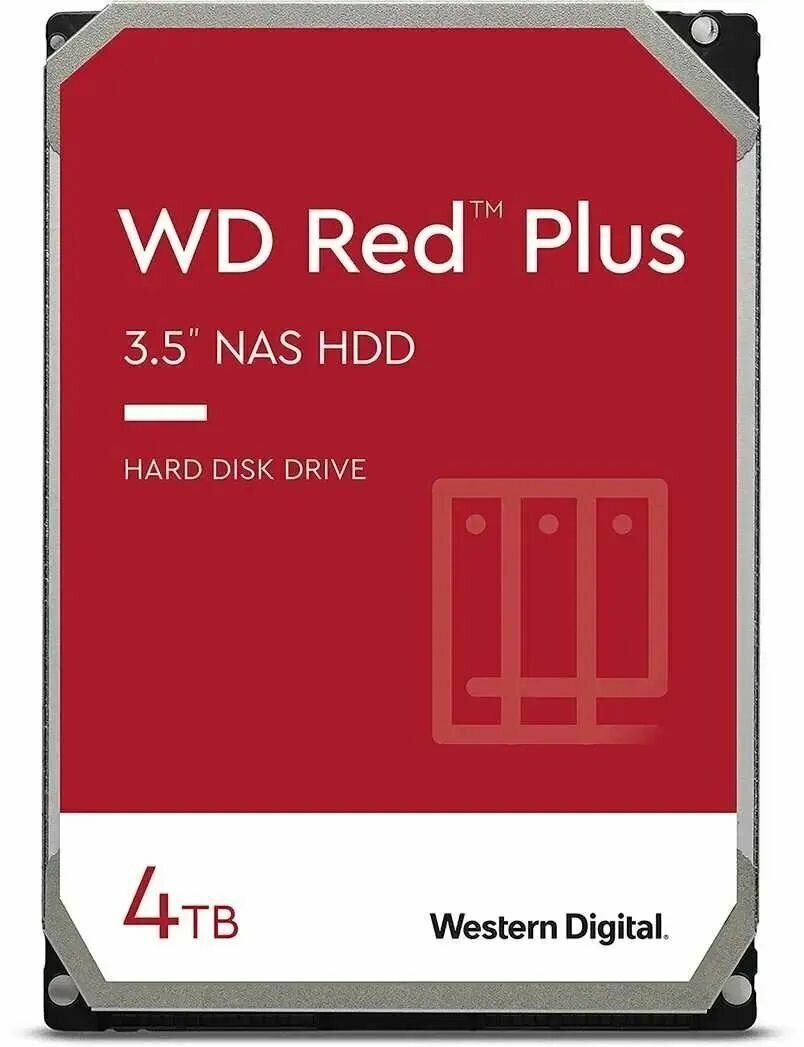Жесткий диск HDD WD 3.5 NAS 4TB Red Plus SATA III WD40EFPX 3 5 6 тб жесткий диск wd red intellipower wd60efax sata iii 6 гбит с 5400 об мин кэш память 256 мб raid edition