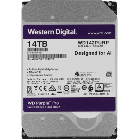 Жесткий диск WD WD SATA3 14Tb Purple 7200 (WD142PURP) - фото 4