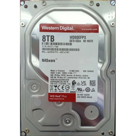 Жесткий диск WD SATA-III 8TB WD80EFPX NAS Red Plus (5640rpm) 256Mb 3.5&quot; - фото 2