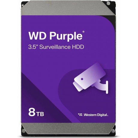 Жесткий диск WD SATA-III 8TB WD85PURZ Surveillance Purple (5640rpm) 256Mb 3.5&quot; - фото 1