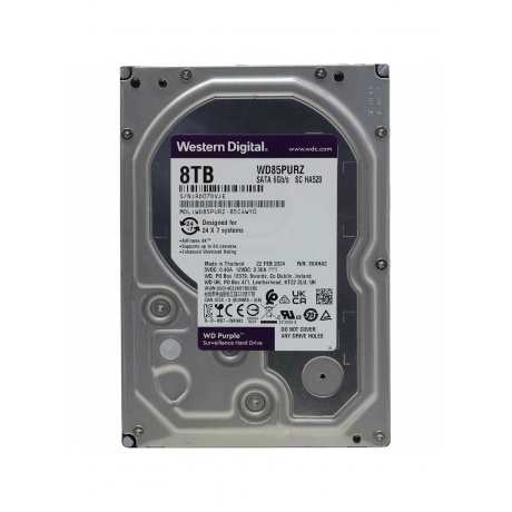 Жесткий диск WD SATA-III 8TB WD85PURZ Surveillance Purple (5640rpm) 256Mb 3.5&quot; - фото 3