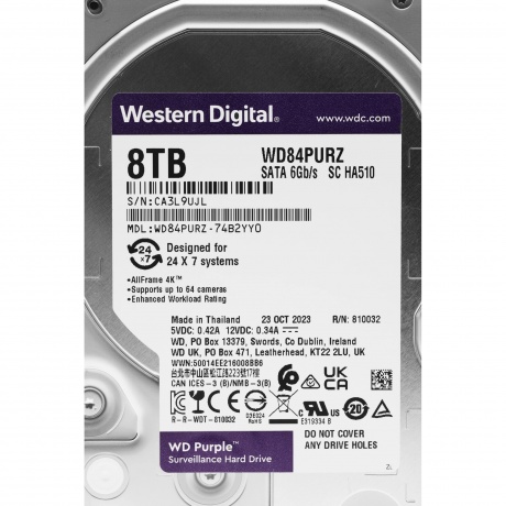 Жесткий диск Western Digital Surveillance 8 TB WD84PURZ RECERTIFIED - фото 4