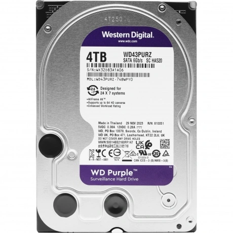 Жесткий диск HDD Western Digital 4TB Purple (WD43PURZ) RECERTIFI...