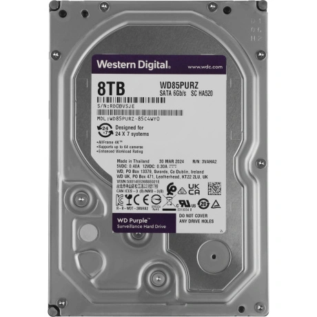 Жесткий диск SATA 8TB 6GB/S 256MB PURPLE WD85PURZ WDC