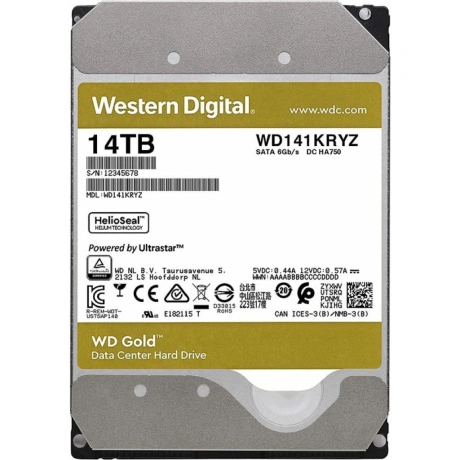 Жесткий диск WD GOLD WD141KRYZ 14ТБ 3,5" 7200RPM 256MB 512E (SAT...