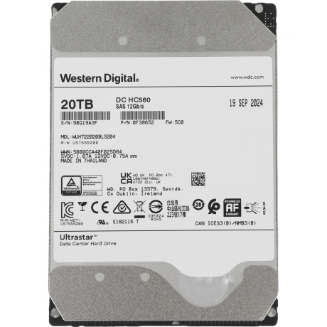 Жесткий диск Western Digital HDD SAS Server 20Tb Ultrastar DC HC...