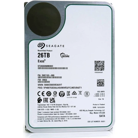 Жесткий диск HDD Seagate Exos X26 SATA 26Tb 7200 6Gb/s 512Mb (re...